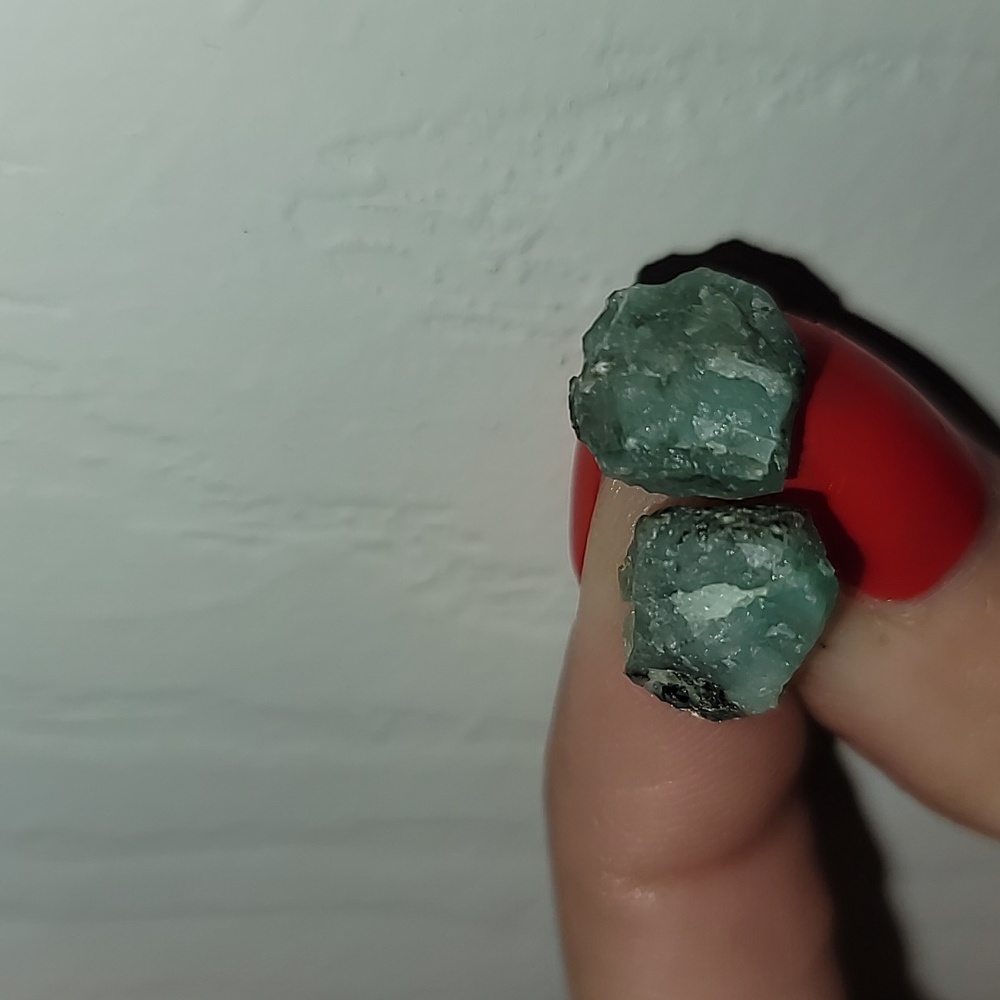 Raw Emerald Stud Earrings - image 4